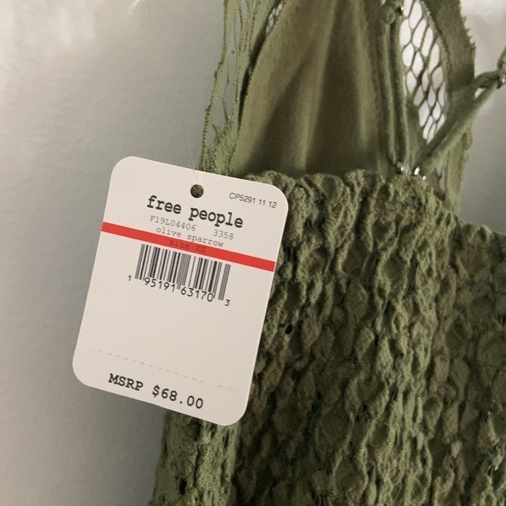 FREE PEOPLE  Adella Cami Green Moss Olive NWT - Picture 9 of 11